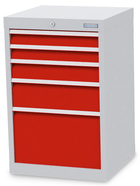 Bedrunka + Hirth Schubladenschrank, Schubladenanzahl: 5, RAL 7035 / RAL 5012, 819 x 530 x 500 mm (HxBxT)