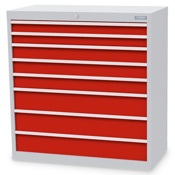 Bedrunka + Hirth Schubladenschrank, Schubladenanzahl: 8, RAL 7035 / RAL 5012, 1019 x 980 x 500 mm (HxBxT)