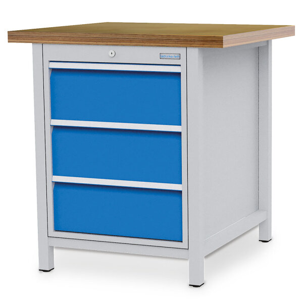 Bedrunka + Hirth Kastenwerkbank, Schubladenanzahl: 3, RAL 7035 / RAL 5012, 959 x 810 x 750 mm (HxBxT)