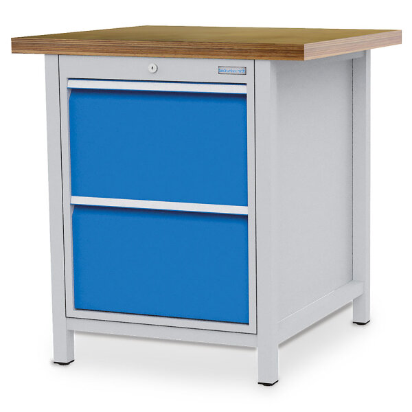 Bedrunka + Hirth Kastenwerkbank, Schubladenanzahl: 2, RAL 7035 / RAL 5012, 859 x 810 x 750 mm (HxBxT)