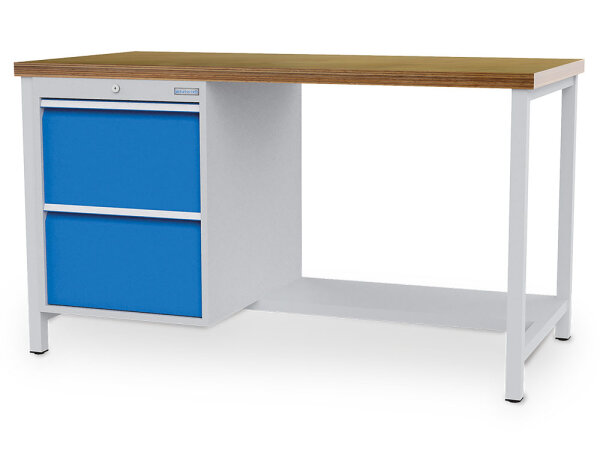 Bedrunka + Hirth Kastenwerkbank, Schubladenanzahl: 2, RAL 7035 / RAL 5012, 859 x 1500 x 750 mm (HxBxT)
