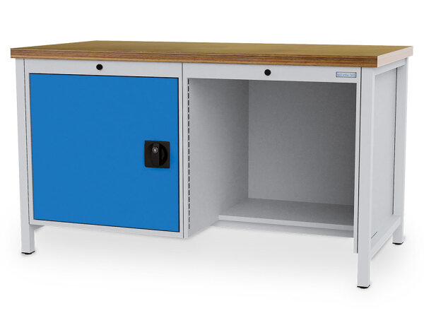 Bedrunka + Hirth Kastenwerkbank, Anzahl Flügeltüren: 1, RAL 7035 / RAL 5012, 959 x 1500 x 750 mm (HxBxT)