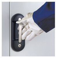 Bedrunka + Hirth Schrank mit Sichtlagerkästen, 9x Fachboden, RAL 7035 / RAL 5012, 1980 x 700 x 300 mm (HxBxT)