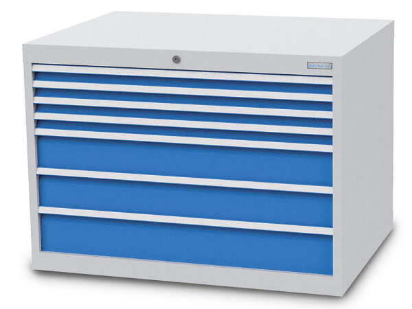 Bedrunka + Hirth Schubladenschrank, Schubladenanzahl: 7, RAL 7035 / RAL 5012, 719 x 1005 x 736 mm (HxBxT)