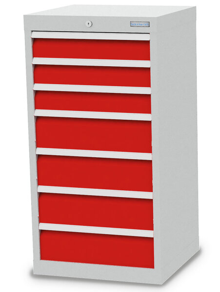 Bedrunka + Hirth Schubladenschrank, Schubladenanzahl: 7, RAL 7035 / RAL 5012, 1019 x 530 x 500 mm (HxBxT)
