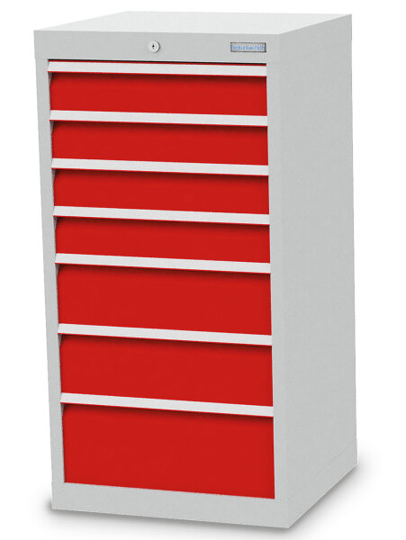 Bedrunka + Hirth Schubladenschrank, Schubladenanzahl: 7, RAL 7035 / RAL 5012, 1019 x 530 x 500 mm (HxBxT)