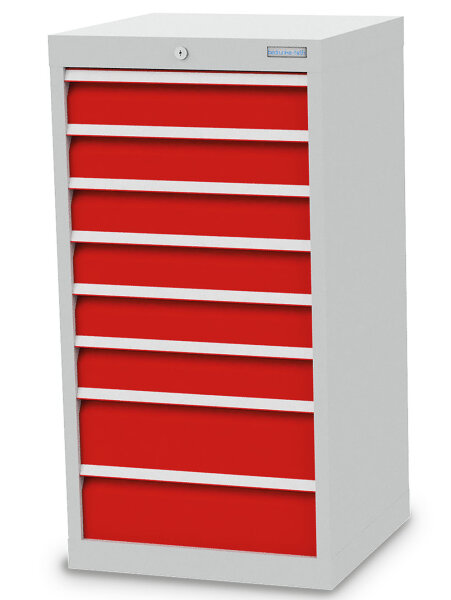 Bedrunka + Hirth Schubladenschrank, Schubladenanzahl: 8, RAL 7035 / RAL 5012, 1019 x 530 x 500 mm (HxBxT)