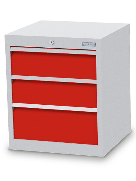 Bedrunka + Hirth Schubladenschrank, Schubladenanzahl: 3, RAL 7035 / RAL 5012, 619 x 530 x 500 mm (HxBxT)