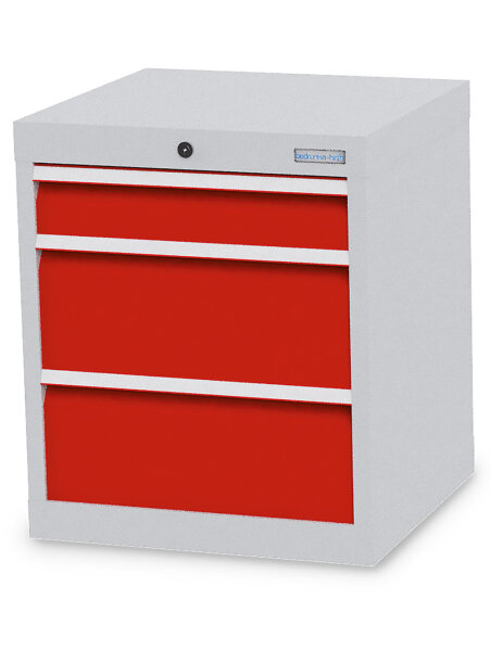 Bedrunka + Hirth Schubladenschrank, Schubladenanzahl: 3, RAL 7035 / RAL 5012, 619 x 530 x 500 mm (HxBxT)