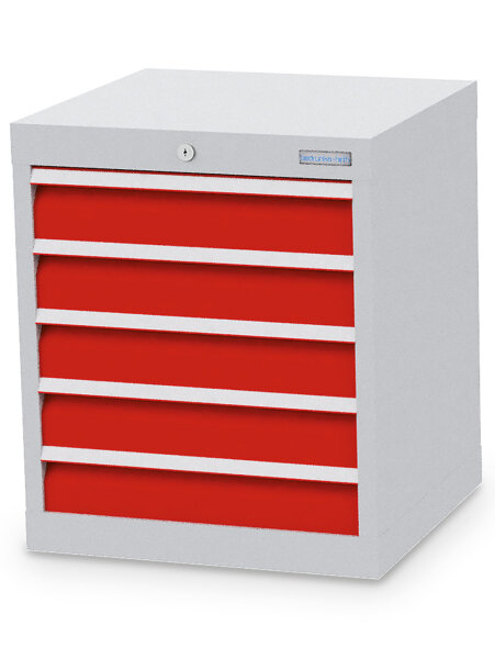 Bedrunka + Hirth Schubladenschrank, Schubladenanzahl: 5, RAL 7035 / RAL 5012, 619 x 530 x 500 mm (HxBxT)