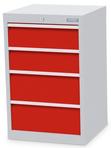 Bedrunka + Hirth Schubladenschrank, Schubladenanzahl: 4, RAL 7035 / RAL 5012, 819 x 530 x 500 mm (HxBxT)