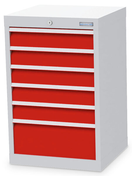 Bedrunka + Hirth Schubladenschrank, Schubladenanzahl: 6, RAL 7035 / RAL 5012, 819 x 530 x 500 mm (HxBxT)