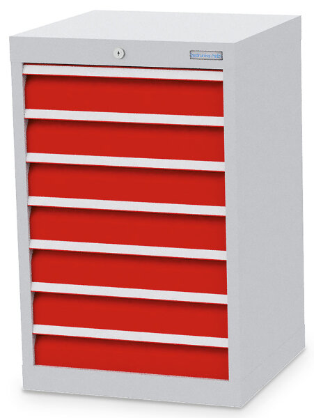 Bedrunka + Hirth Schubladenschrank, Schubladenanzahl: 7, RAL 7035 / RAL 5012, 819 x 530 x 500 mm (HxBxT)
