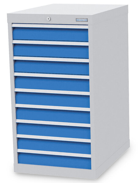 Bedrunka + Hirth Schubladenschrank, Schubladenanzahl: 9, RAL 7035 / RAL 5012, 1019 x 555 x 736 mm (HxBxT)