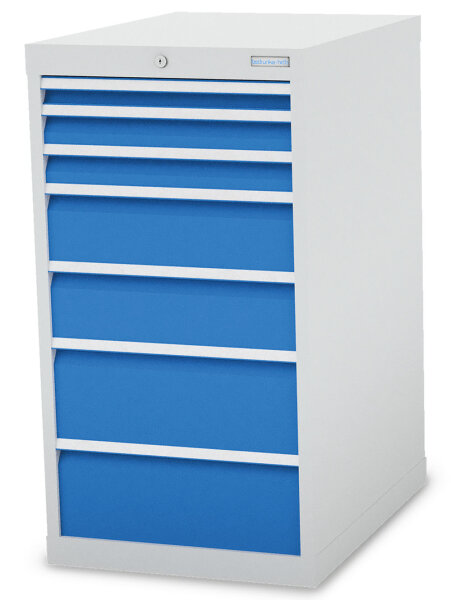 Bedrunka + Hirth Schubladenschrank, Schubladenanzahl: 7, RAL 7035 / RAL 5012, 1019 x 555 x 736 mm (HxBxT)