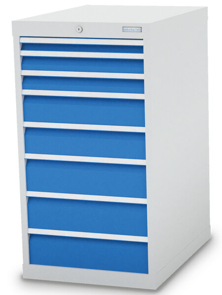 Bedrunka + Hirth Schubladenschrank, Schubladenanzahl: 8, RAL 7035 / RAL 5012, 1019 x 555 x 736 mm (HxBxT)