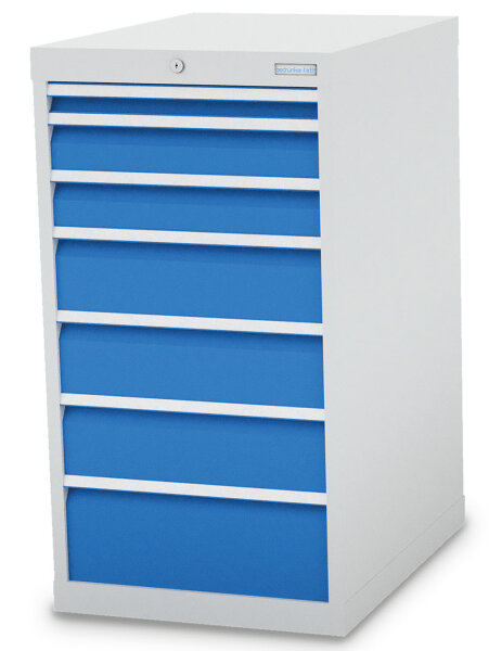 Bedrunka + Hirth Schubladenschrank, Schubladenanzahl: 7, RAL 7035 / RAL 5012, 1019 x 555 x 736 mm (HxBxT)