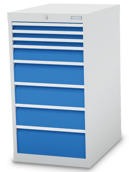 Bedrunka + Hirth Schubladenschrank, Schubladenanzahl: 8, RAL 7035 / RAL 5012, 1019 x 555 x 736 mm (HxBxT)