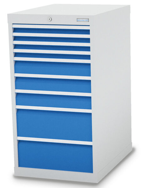 Bedrunka + Hirth Schubladenschrank, Schubladenanzahl: 9, RAL 7035 / RAL 5012, 1019 x 555 x 736 mm (HxBxT)