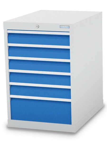 Bedrunka + Hirth Schubladenschrank, Schubladenanzahl: 6, RAL 7035 / RAL 5012, 819 x 555 x 736 mm (HxBxT)
