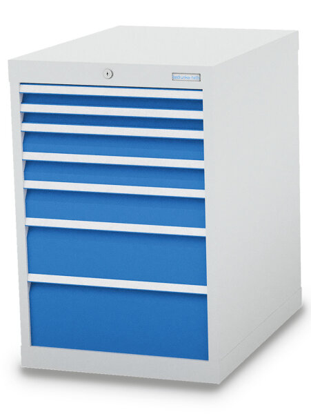 Bedrunka + Hirth Schubladenschrank, Schubladenanzahl: 7, RAL 7035 / RAL 5012, 819 x 555 x 736 mm (HxBxT)