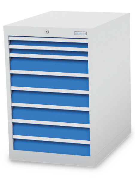 Bedrunka + Hirth Schubladenschrank, Schubladenanzahl: 8, RAL 7035 / RAL 5012, 819 x 555 x 736 mm (HxBxT)