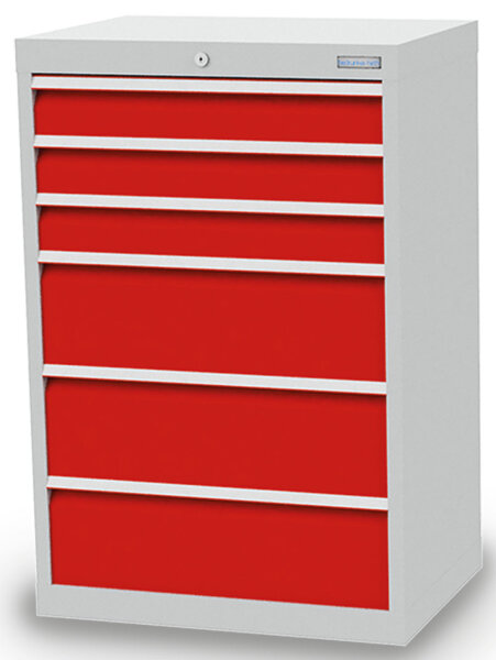 Bedrunka + Hirth Schubladenschrank, Schubladenanzahl: 6, RAL 7035 / RAL 5012, 1019 x 680 x 500 mm (HxBxT)