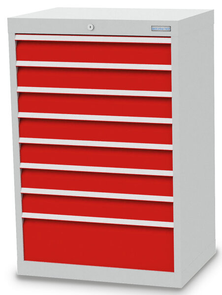 Bedrunka + Hirth Schubladenschrank, Schubladenanzahl: 8, RAL 7035 / RAL 5012, 1019 x 680 x 500 mm (HxBxT)