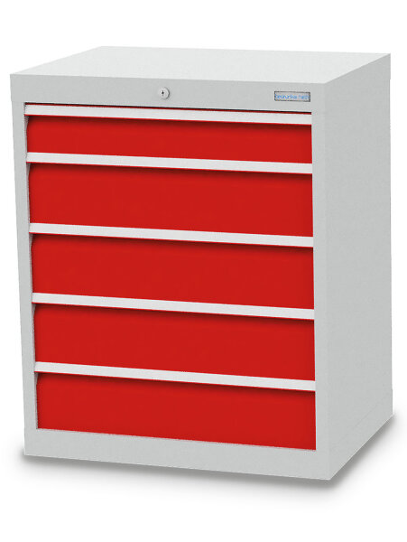 Bedrunka + Hirth Schubladenschrank, Schubladenanzahl: 5, RAL 7035 / RAL 5012, 819 x 680 x 500 mm (HxBxT)