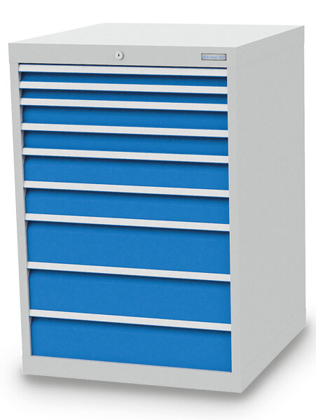 Bedrunka + Hirth Schubladenschrank, Schubladenanzahl: 9, RAL 7035 / RAL 5012, 1019 x 705 x 736 mm (HxBxT)
