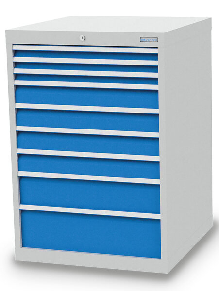 Bedrunka + Hirth Schubladenschrank, Schubladenanzahl: 9, RAL 7035 / RAL 5012, 1019 x 705 x 736 mm (HxBxT)