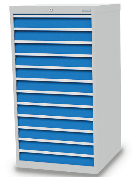 Bedrunka + Hirth Schubladenschrank, Schubladenanzahl: 12, RAL 7035 / RAL 5012, 1319 x 705 x 736 mm (HxBxT)