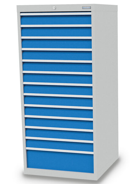 Bedrunka + Hirth Schubladenschrank, Schubladenanzahl: 13, RAL 7035 / RAL 5012, 1519 x 705 x 736 mm (HxBxT)