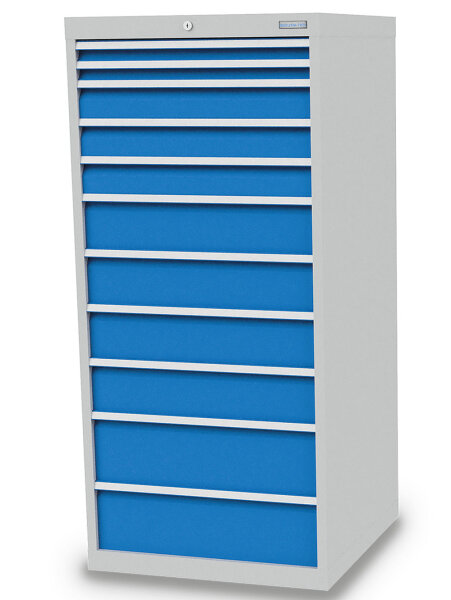 Bedrunka + Hirth Schubladenschrank, Schubladenanzahl: 11, RAL 7035 / RAL 5012, 1519 x 705 x 736 mm (HxBxT)