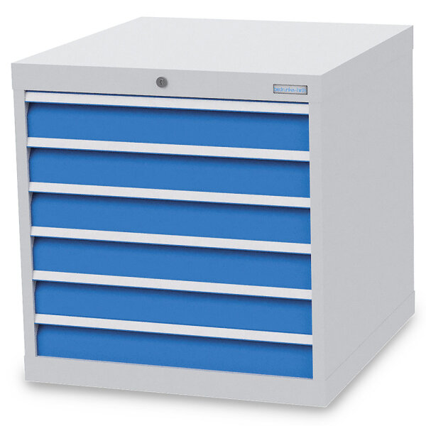 Bedrunka + Hirth Schubladenschrank, Schubladenanzahl: 6, RAL 7035 / RAL 5012, 719 x 705 x 736 mm (HxBxT)