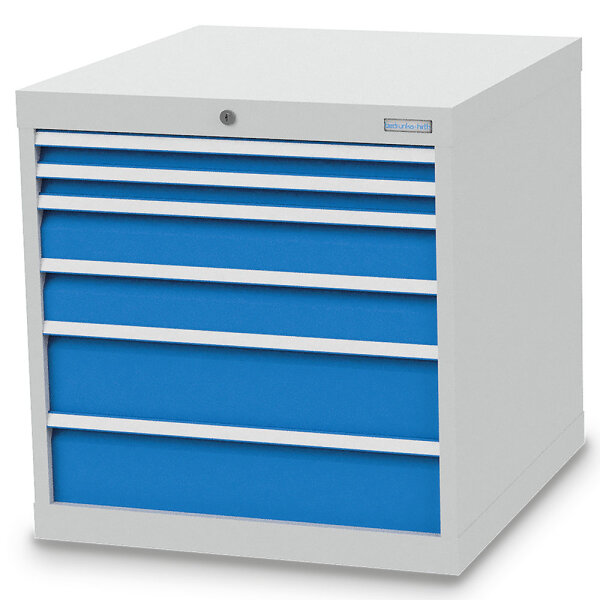 Bedrunka + Hirth Schubladenschrank, Schubladenanzahl: 6, RAL 7035 / RAL 5012, 719 x 705 x 736 mm (HxBxT)