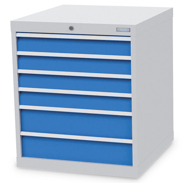 Bedrunka + Hirth Schubladenschrank, Schubladenanzahl: 6, RAL 7035 / RAL 5012, 819 x 705 x 736 mm (HxBxT)