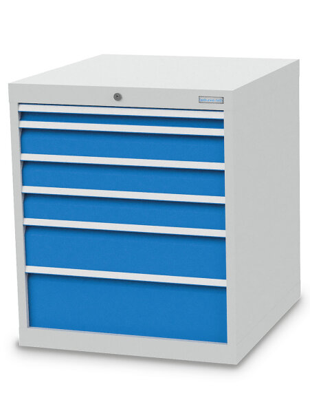 Bedrunka + Hirth Schubladenschrank, Schubladenanzahl: 6, RAL 7035 / RAL 5012, 819 x 705 x 736 mm (HxBxT)