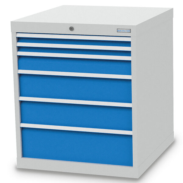 Bedrunka + Hirth Schubladenschrank, Schubladenanzahl: 6, RAL 7035 / RAL 5012, 819 x 705 x 736 mm (HxBxT)