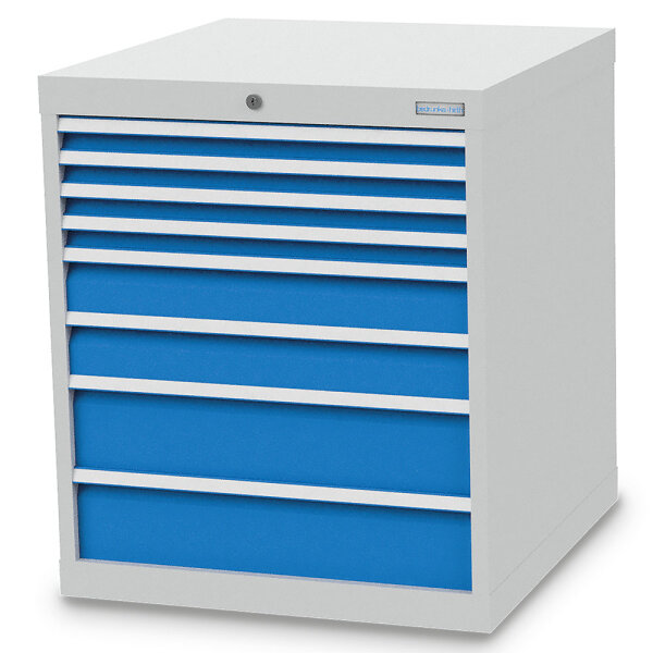 Bedrunka + Hirth Schubladenschrank, Schubladenanzahl: 8, RAL 7035 / RAL 5012, 819 x 705 x 736 mm (HxBxT)