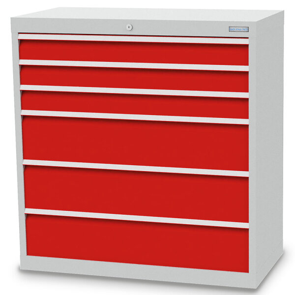 Bedrunka + Hirth Schubladenschrank, Schubladenanzahl: 6, RAL 7035 / RAL 5012, 1019 x 980 x 500 mm (HxBxT)