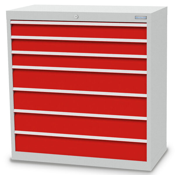 Bedrunka + Hirth Schubladenschrank, Schubladenanzahl: 7, RAL 7035 / RAL 5012, 1019 x 980 x 500 mm (HxBxT)