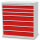 Bedrunka + Hirth Schubladenschrank, Schubladenanzahl: 7, RAL 7035 / RAL 5012, 1019 x 980 x 500 mm (HxBxT)