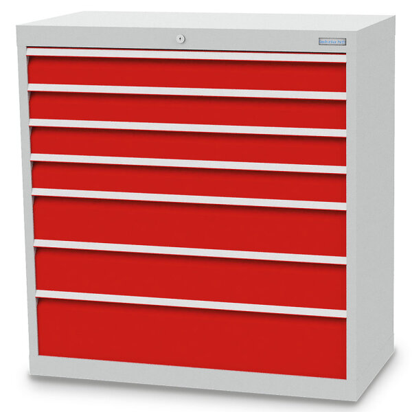 Bedrunka + Hirth Schubladenschrank, Schubladenanzahl: 7, RAL 7035 / RAL 5012, 1019 x 980 x 500 mm (HxBxT)