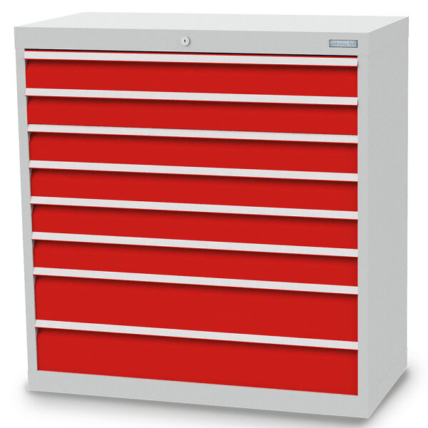 Bedrunka + Hirth Schubladenschrank, Schubladenanzahl: 8, RAL 7035 / RAL 5012, 1019 x 980 x 500 mm (HxBxT)