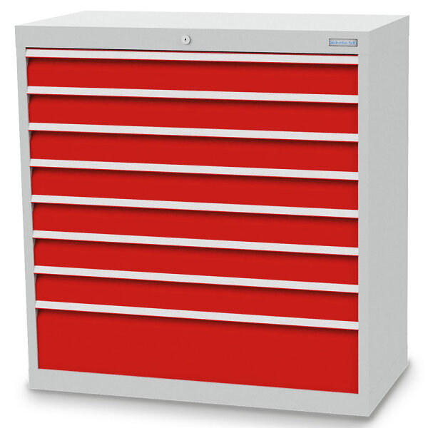 Bedrunka + Hirth Schubladenschrank, Schubladenanzahl: 8, RAL 7035 / RAL 5012, 1019 x 980 x 500 mm (HxBxT)
