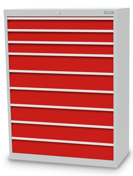 Bedrunka + Hirth Schubladenschrank, Schubladenanzahl: 9, RAL 7035 / RAL 5012, 1319 x 980 x 500 mm (HxBxT)