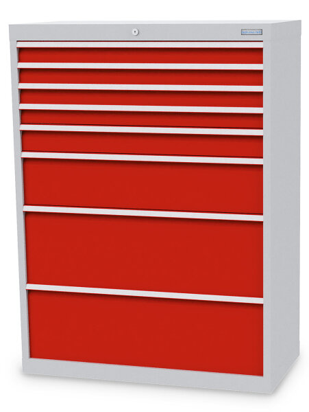 Bedrunka + Hirth Schubladenschrank, Schubladenanzahl: 8, RAL 7035 / RAL 5012, 1319 x 980 x 500 mm (HxBxT)