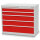 Bedrunka + Hirth Schubladenschrank, Schubladenanzahl: 5, RAL 7035 / RAL 5012, 819 x 980 x 500 mm (HxBxT)