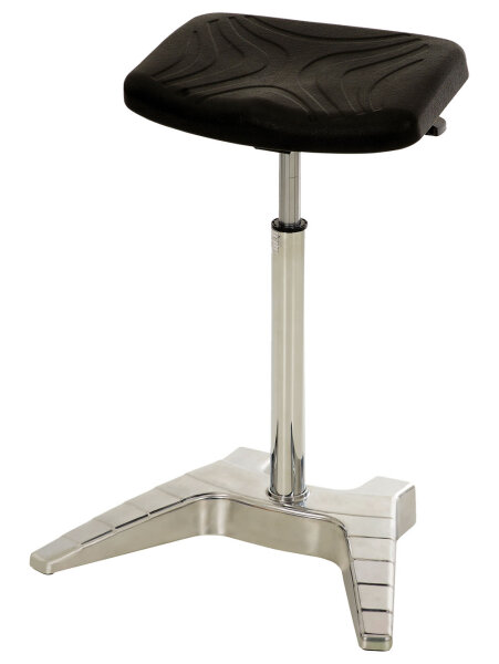 Bedrunka + Hirth Stehhilfe mit breitem PU-Komfort-Sitz,  ohne klappbarer Fußstütze, schwarz, 700 x 420 mm (HxB)